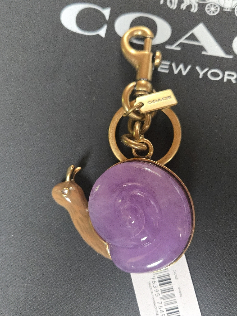 Coach Snail Charm Bag Charm NEW WITH TAGS Purple / Brass